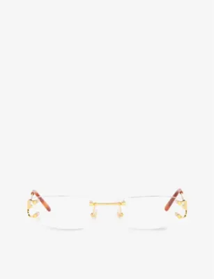 CARTIER CT0092O rectangular-frame rimless metal optical glasses