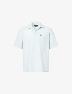 FRED PERRY Revere-Collar Cotton Seersucker Shirt in Light Ice – Mens | Shirts | Casual Shirts | Long-sleeved