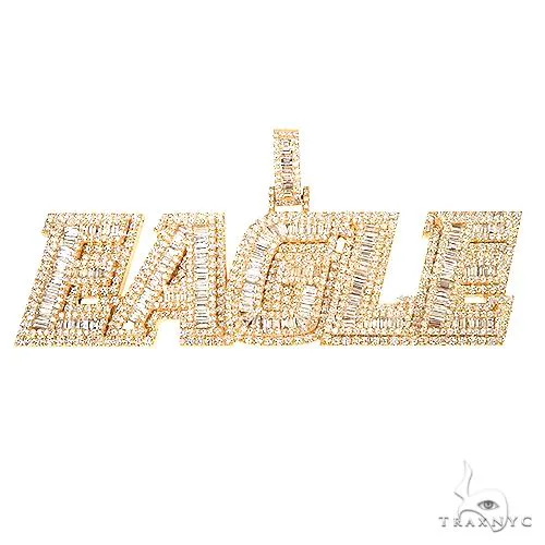 RINA - For Him CUSTOM Custom Made Diamond Baguette Name Pendant 67190 in Rose Gold – Pendant