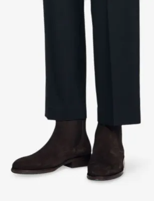 SANDRO Flat Suede Chelsea Boots - EUR 43 / 9 UK MEN in CHOCOLATE, additional product view 2