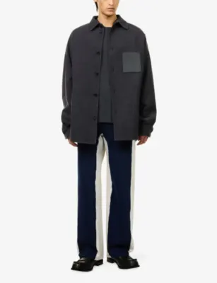 LOEWE Debossed-Logo Patch-Pocket Wool-And-Silk Shirt detail 2