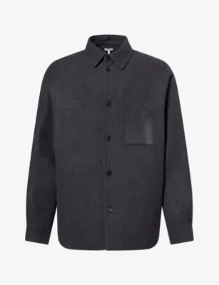 LOEWE Debossed-Logo Patch-Pocket Wool-And-Silk Shirt
