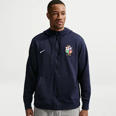 Nike British & Irish Lions Men's Nike Club Full-Zip Hoodie - Obsidian/White