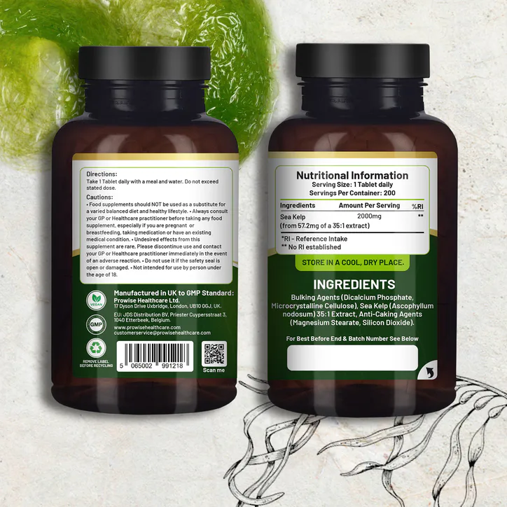 Prowise Healthcare Sea Kelp 2000mg 200 Vegan Tablets, additional product view 2