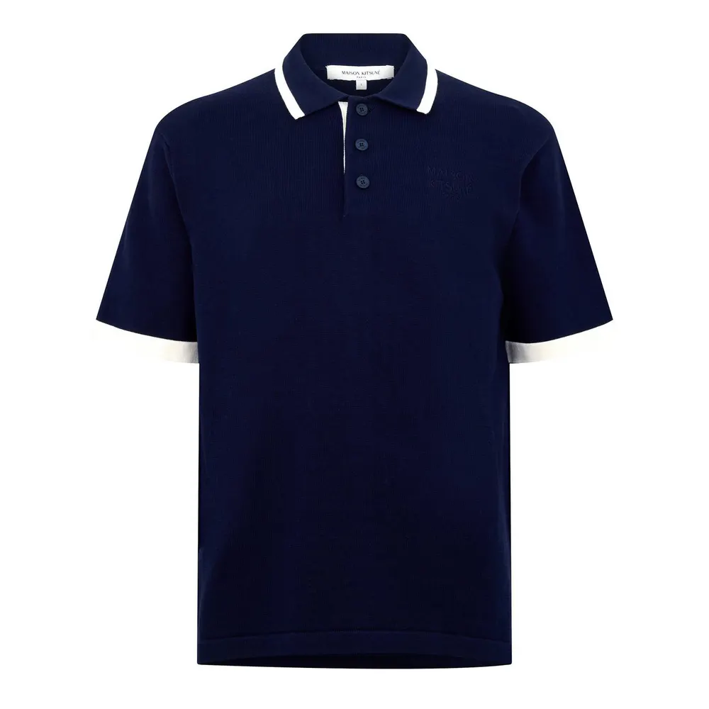 Maison Kitsune Men's Comfort Knitted Short Sleeve Polo Shirt