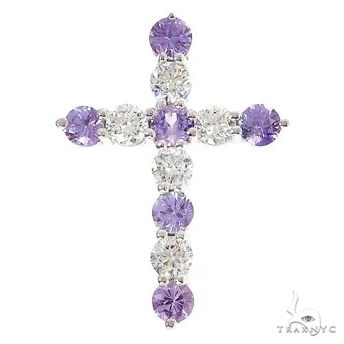 PIA - For Him GEMSTONES Royal Purple Sapphire Diamond Cross 67006 in Rose – Pendant