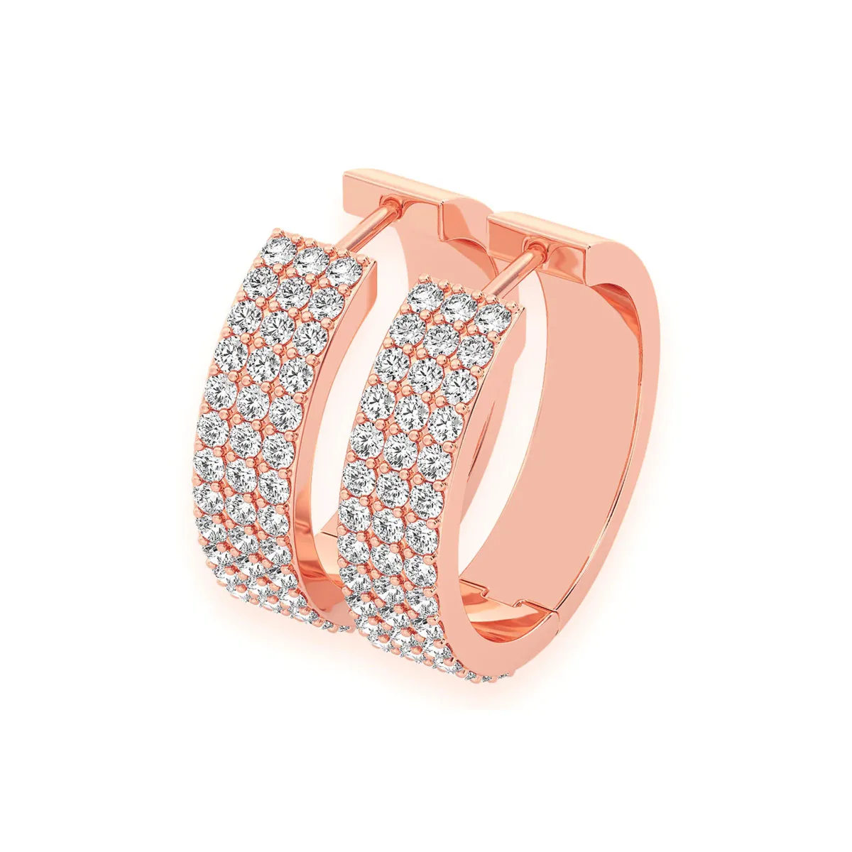 For Him Three Row Diamond Hoops in 1.75ctw / Rose Gold / Natural Diamond – Earring