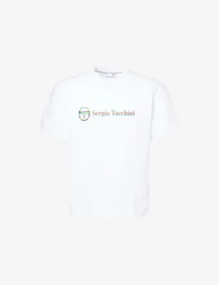 SERGIO TACCHINI Voletta Logo-Print Cotton T-Shirt in WHITE – Mens | Tops & t-shirts | T-Shirts | Printed T-Shirts