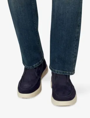 BOGGI MILANO Slip-On Suede Ankle Boots - EUR 45 / 11 UK MEN in NAVY BLUE, additional product view 2