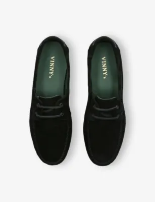 VINNY'S Boatman Suede Boat Shoes - EUR 40 / 6 UK MEN in BLACK, additional product view 2