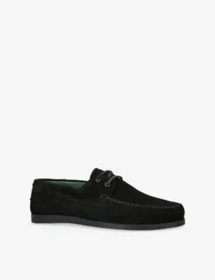 VINNY'S Boatman Suede Boat Shoes - EUR 40 / 6 UK MEN in BLACK, additional product view 3