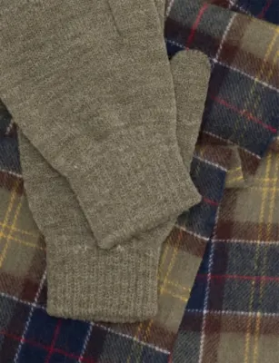 BARBOUR Tartan Wool Scarf and Gloves Set detail 2