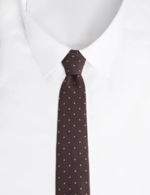 PAUL SMITH Spot-Print Silk and Wool-Blend Tie detail 3
