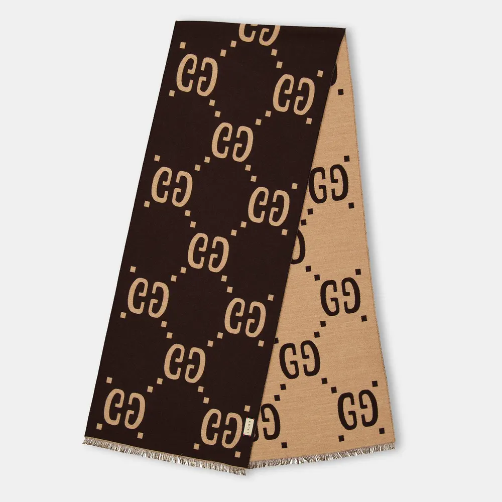Gucci Men's Jacquard Wool GG Scarf