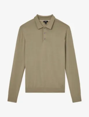 REISS Trafford Wool Polo Jumper - DARK WICKER BROWN detail 2