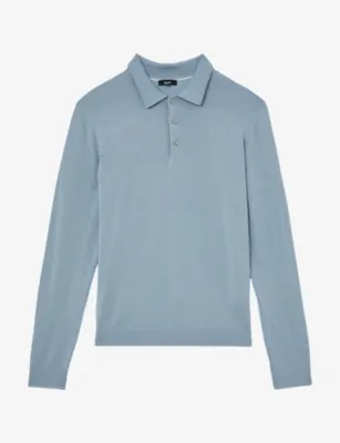 REISS Trafford Wool Polo Jumper - DARK WICKER BROWN