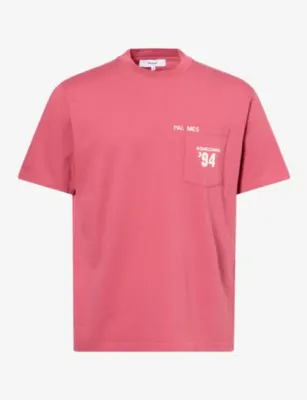PALMES Patch-Pocket Brand-Print Cotton T-Shirt