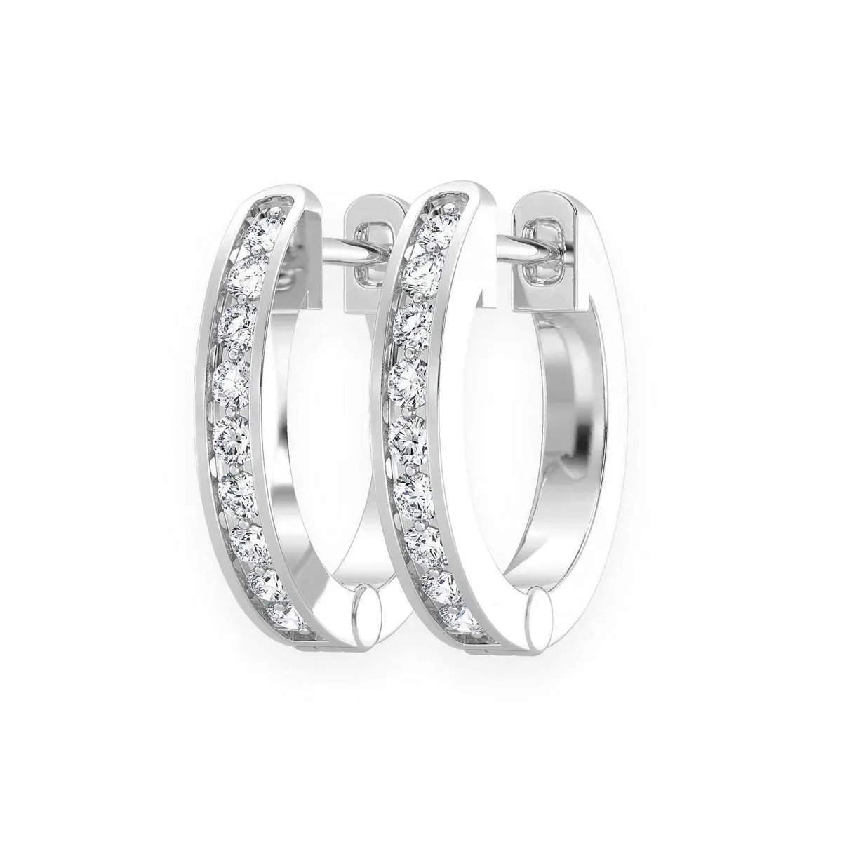 For Him One Row Diamond Huggies in 0.10ctw / White Gold / Natural Diamond – Earring