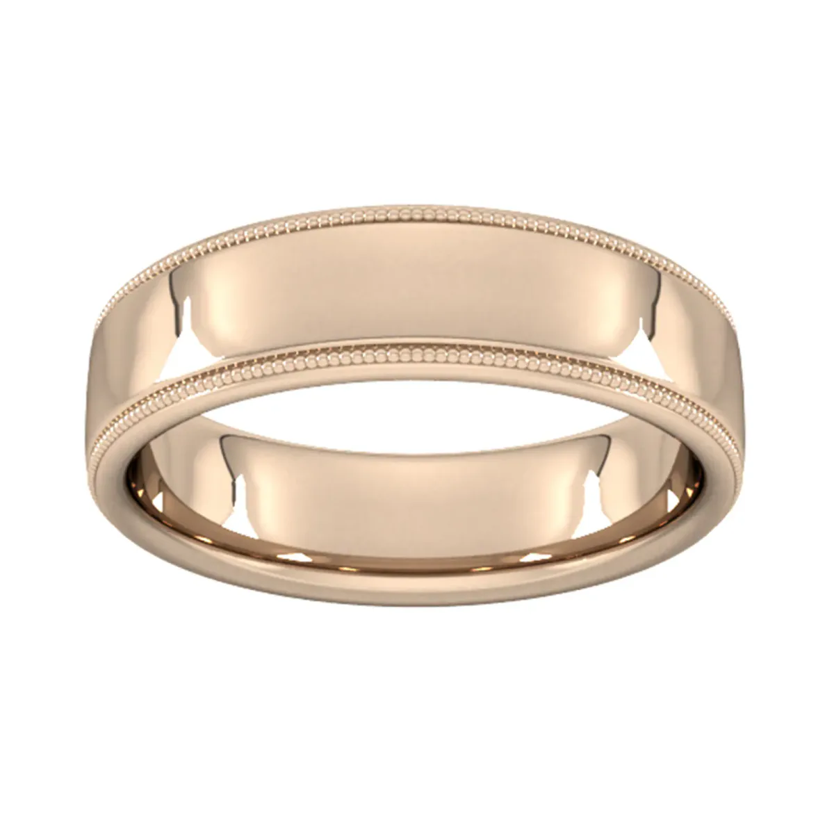 For Him 6mm Slight Court Standard Milgrain Edge Wedding Ring In 18 Carat Yellow Gold