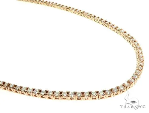 RINA - For Him FACTORY 14K Rose Gold Diamond Tennis Chain 22 Inches 3mm 65884 in Rose Gold – Chain