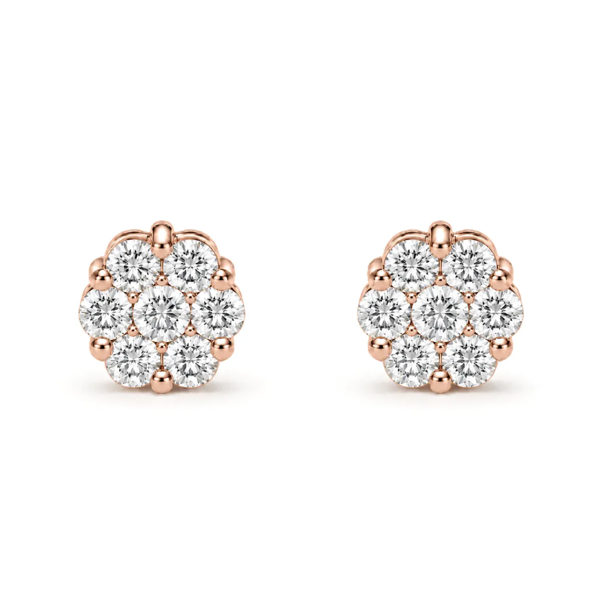For Him Flower Diamond Studs in 0.25ctw / Rose Gold / Natural Diamond – Earring