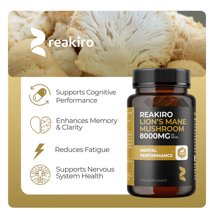 Reakiro Lion's Mane Mushroom 8000 mg 60 Capsules, additional product view 2