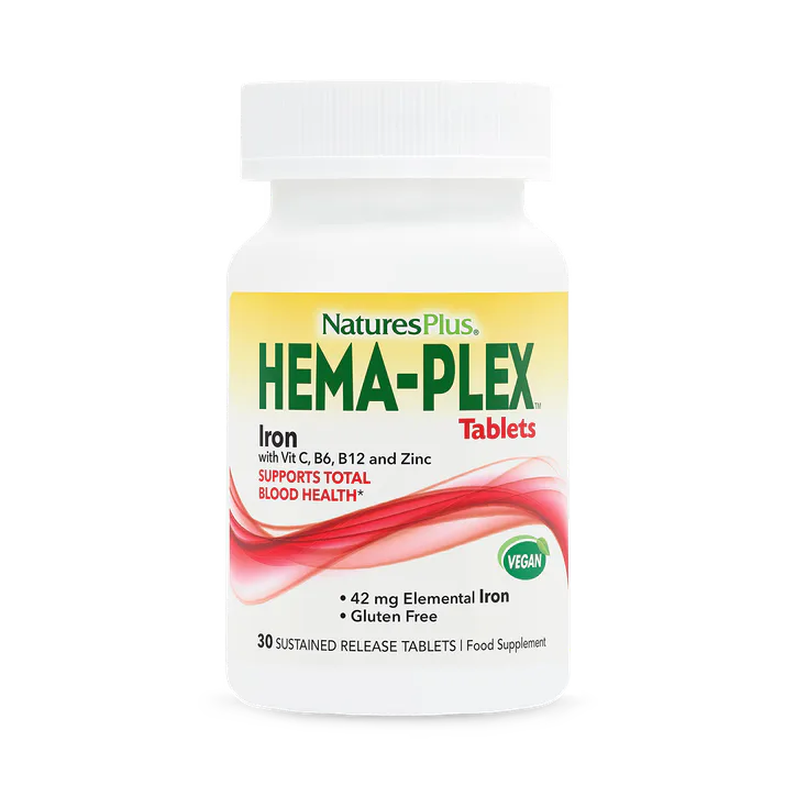 NaturesPlus Hema-Plex Iron with Vitamin B, C & Zinc - NaturesPlus Hema-Plex 30 Tablets