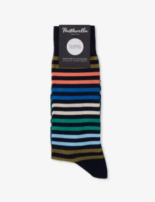 PANTHERELLA Kilburn stripe pattern cotton-blend socks - MID GREY MIX detail 2