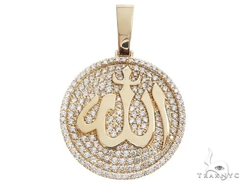 RINA - For Him CUSTOM 18K Yellow Gold Custom Diamond Allah Islam Pendant 65407 in Rose Gold – Pendant