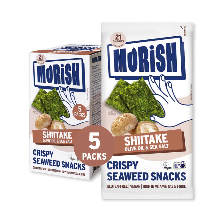 Morish Snacks Crispy Shiitake Seaweed Snacks 5x4g – Food & Drink > Healthier Snacking > Crisps & Chips