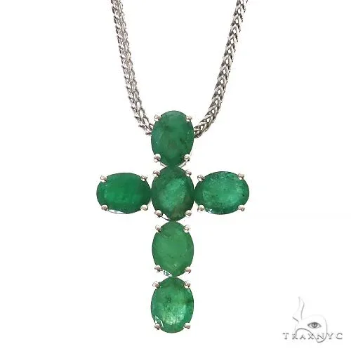 MARYAM - For Him SILVER Emerald Enchantment Sacred Cross Pendant Set .925 Silver 69681 in 18 Inches – Pendant Set