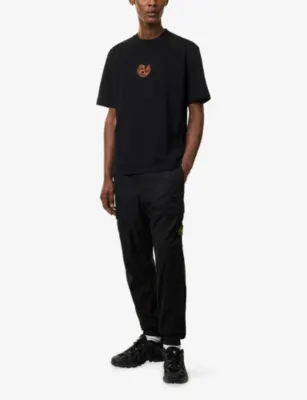 STONE ISLAND Vertical Logo-Print Short-Sleeve Cotton-Jersey T-Shirt detail 2