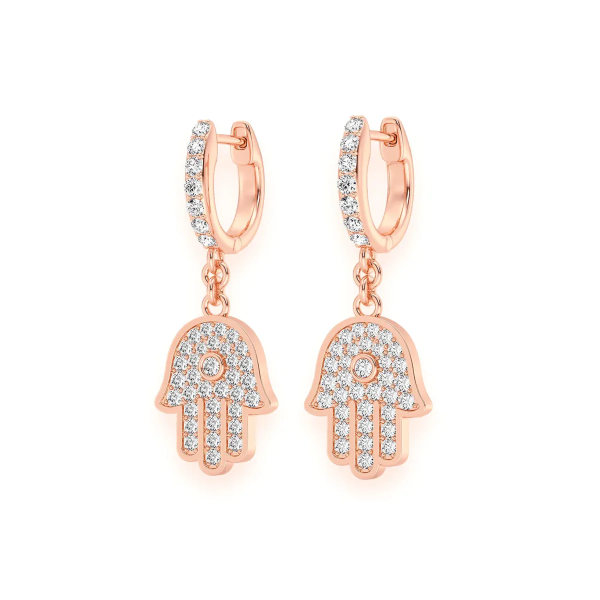 For Him Hamsa Diamond Drops in Rose Gold / Natural Diamond – Earring