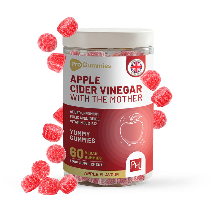 Prowise Healthcare Apple Cider Vinegar Gummies with The Mother 1000mg | Enhanced with Vitamin B12, Vitamin B6, Folic Acid, Chromium, Iodine | 60 Vegan ACV Gummies (not Capsule) | Apple Flavours | Made in UK by Prowise
