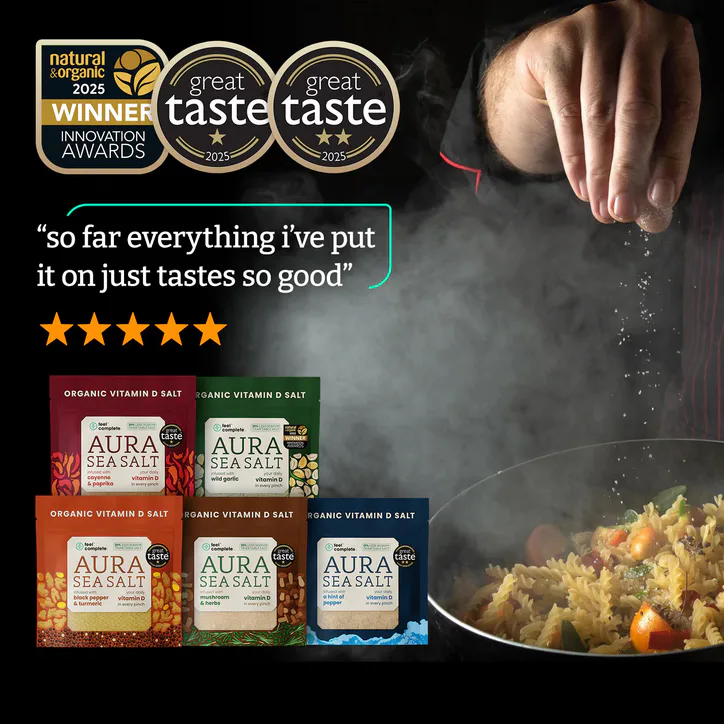 Feel Complete Aura Sea Salt - Organic Vitamin D Celtic Salt - Black Pepper & Turmeric - 80g, additional product view 3