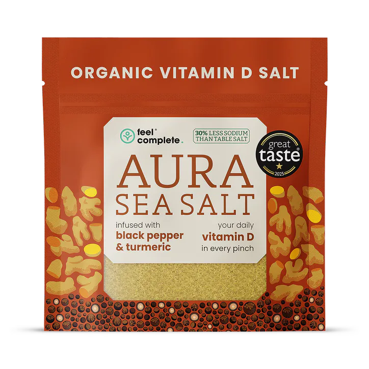 Feel Complete Aura Sea Salt - Organic Vitamin D Celtic Salt - Black Pepper & Turmeric - 80g