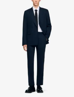 SANDRO Wide-Leg Regular-Fit Wool Suit Trousers detail 2