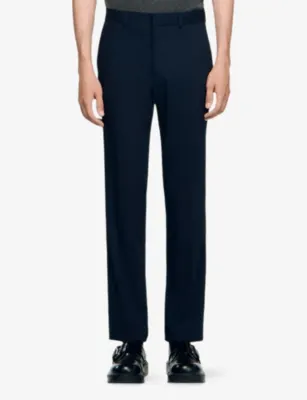 SANDRO Wide-Leg Regular-Fit Wool Suit Trousers detail 3