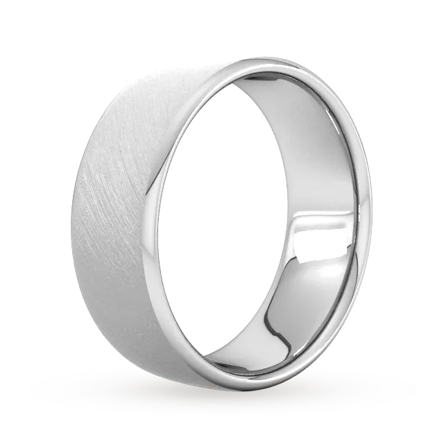 For Him 8mm Slight Court Extra Heavy Diagonal Matt Finish Wedding Ring In 18 Carat Yellow Gold detail 2