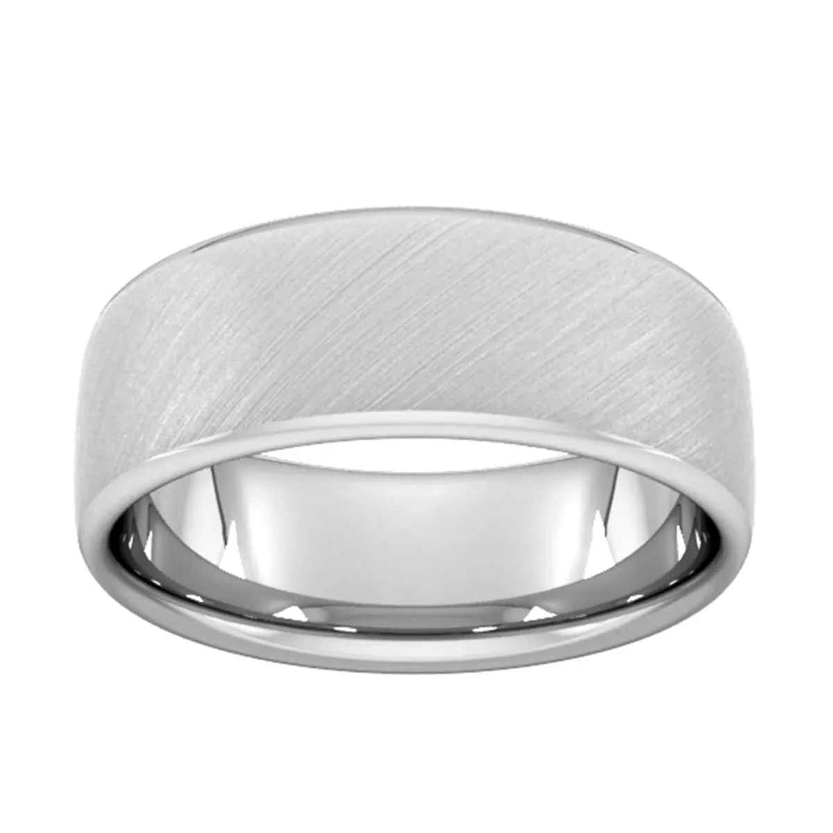 For Him 8mm Slight Court Extra Heavy Diagonal Matt Finish Wedding Ring In 18 Carat Yellow Gold