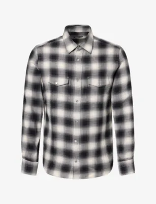 TOM FORD Slim-Fit Western Check Cotton And Cashmere Shirt - 15.75