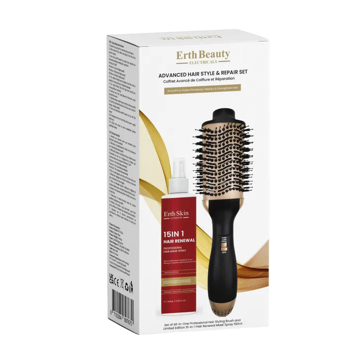 Erth Skin London ADVANCED HAIR STYLE & REPAIR SET (ALL-IN-ONE PROFESSIONAL HAIR BRUSH + 15-IN-1 HAIR SPRAY – 100ML) detail 2