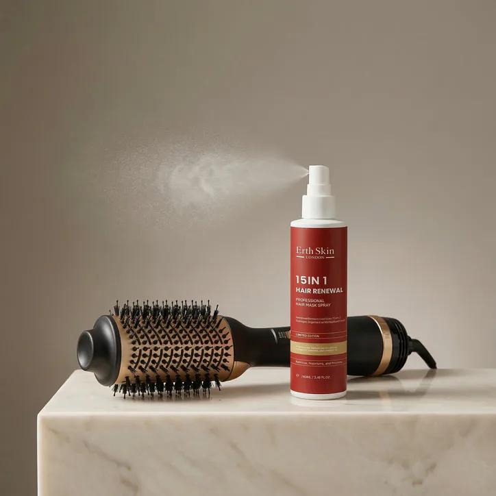 Erth Skin London ADVANCED HAIR STYLE & REPAIR SET (ALL-IN-ONE PROFESSIONAL HAIR BRUSH + 15-IN-1 HAIR SPRAY – 100ML) detail 3