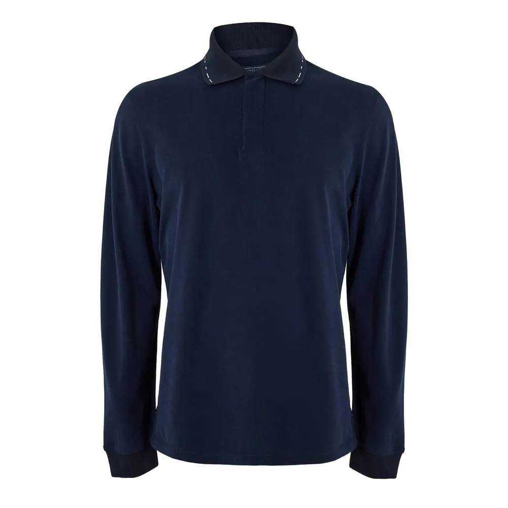 Gieves and Hawkes Men's Long Sleeve Polo Shirt in Navy – Clothing