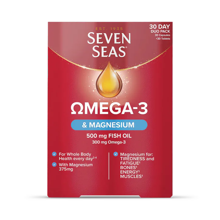 Seven Seas Omega-3 Fish Oil & Vitamin D + Magnesium 30 Day Duo Pack 30 Tablets & 30 Capsules