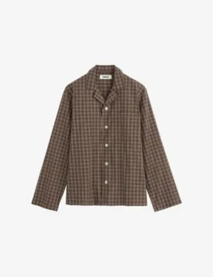 TEKLA Checked Cotton Pyjama Shirt - Lanegan Checks detail 2