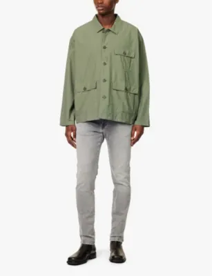 REPLAY Anbass Hyperflex whiskering slim-leg regular-fit stretch-denim jeans - 34/32 in MEDIUM GREY, additional product view 2
