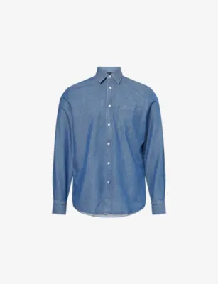 DUNHILL Pointed-Collar Long-Sleeve Silk-Cotton Blend Shirt