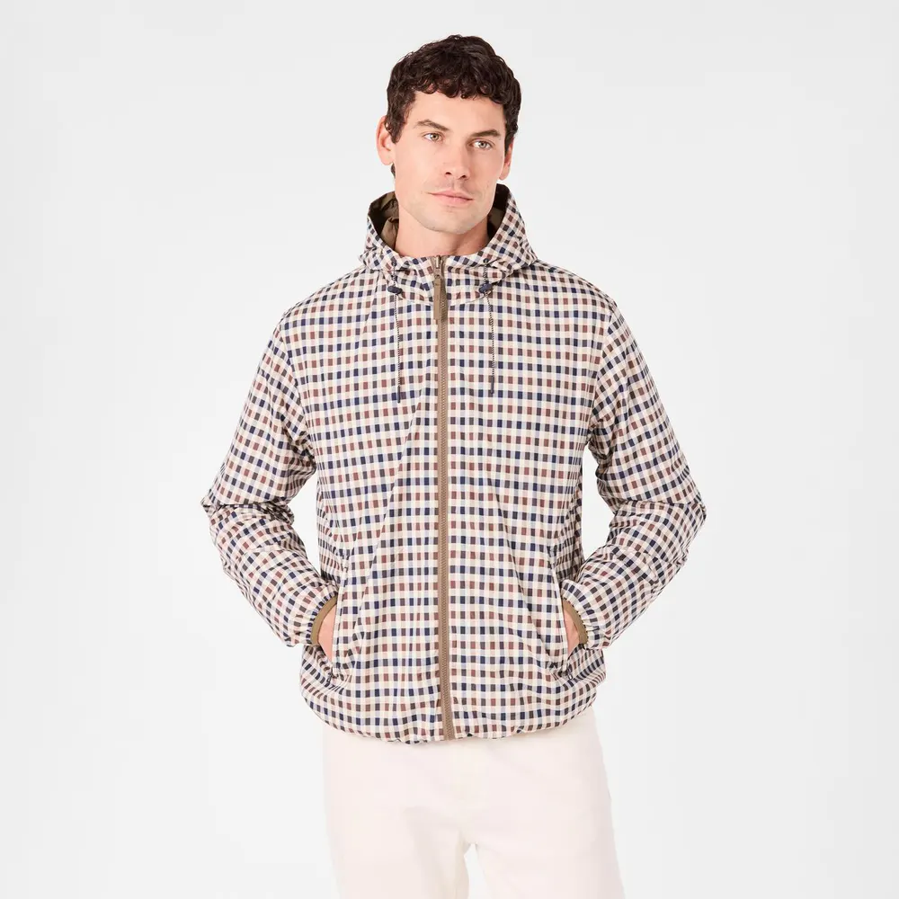 Aquascutum Men's Reversible Check Hooded Long Sleeve Rain Anorak detail 3