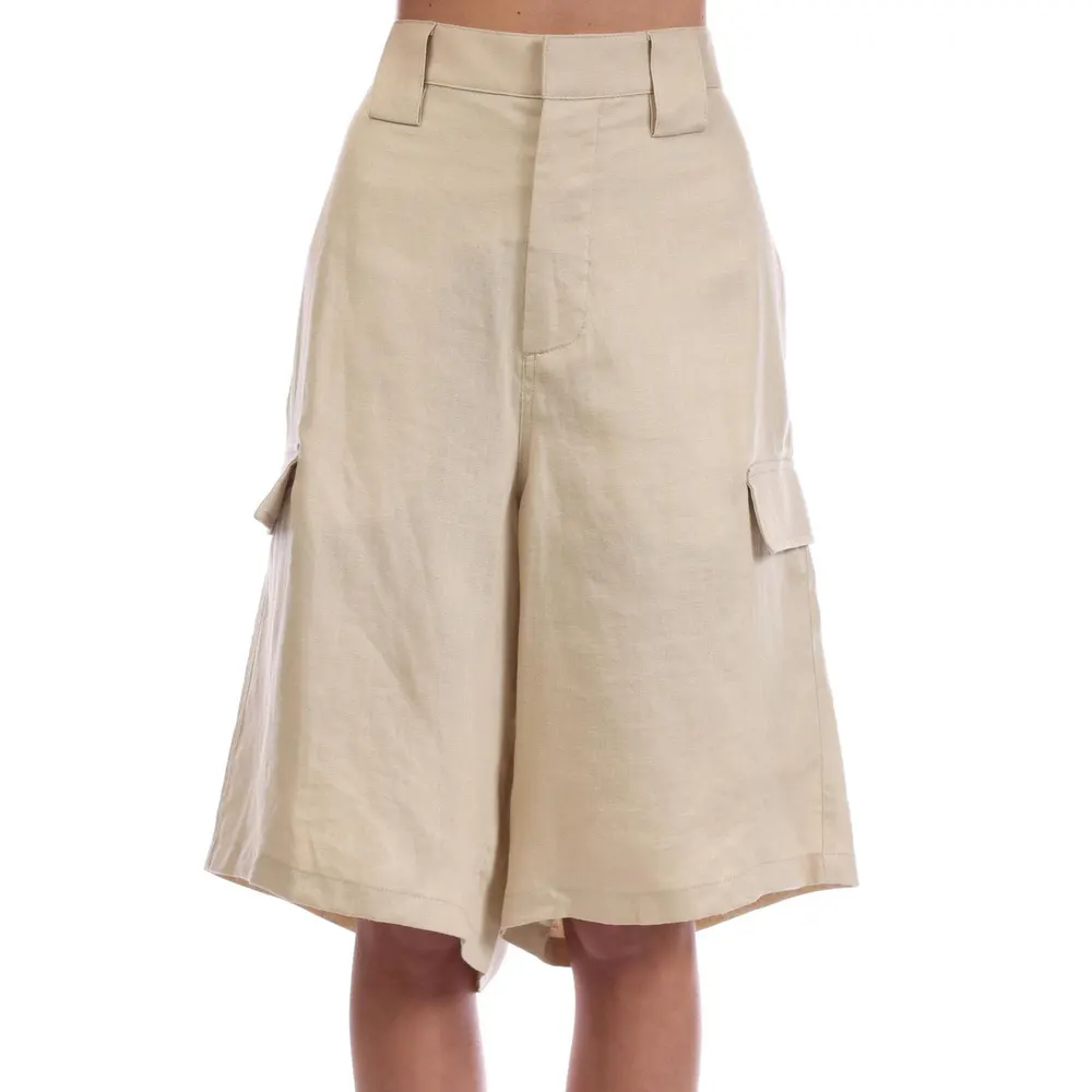 Off White Linen Cargo Shorts